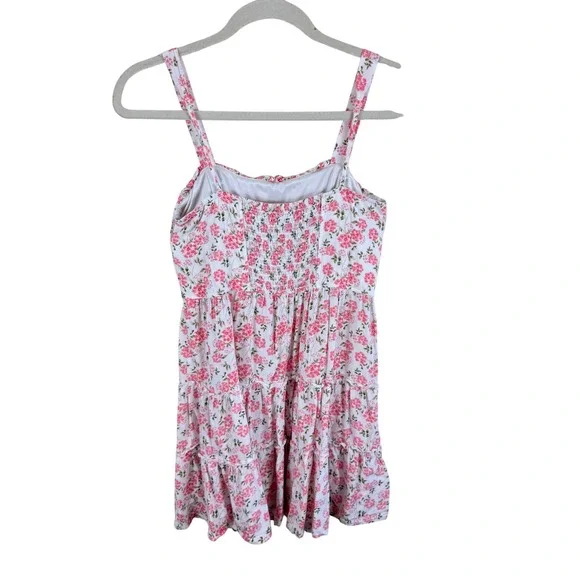 Altar'd State Pink Floral Tier Carlee Mini Dress Smocked Cottage Core Size Small - Picture 2 of 9